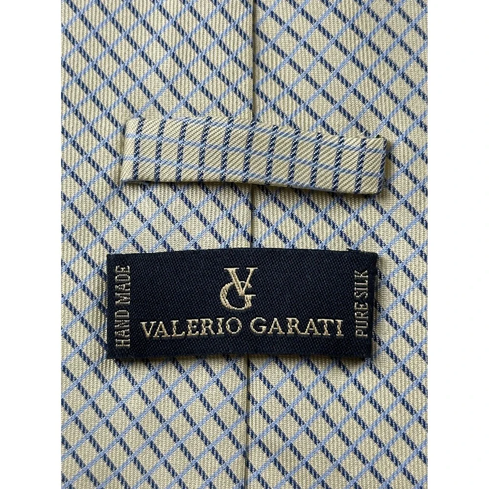 Valerio Garati Men Necktie Yellow Blue 100% Pure Silk Handmade Korea Made Luxury